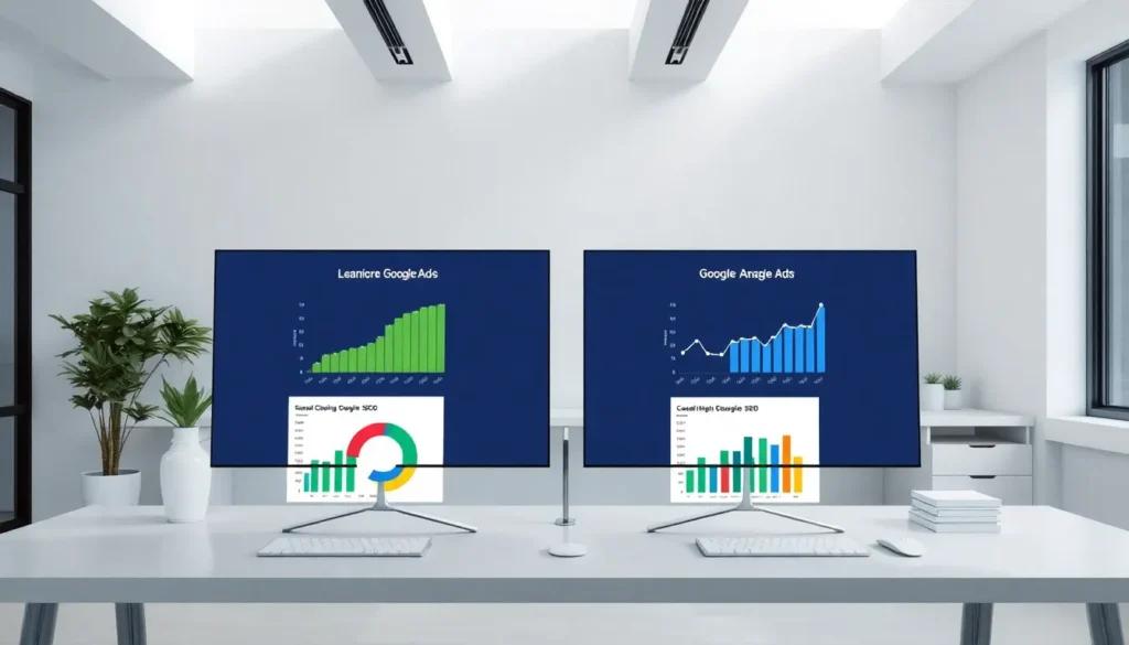Comparison of Local SEO vs Google Ads for cleaning services in Los Angeles showing client results